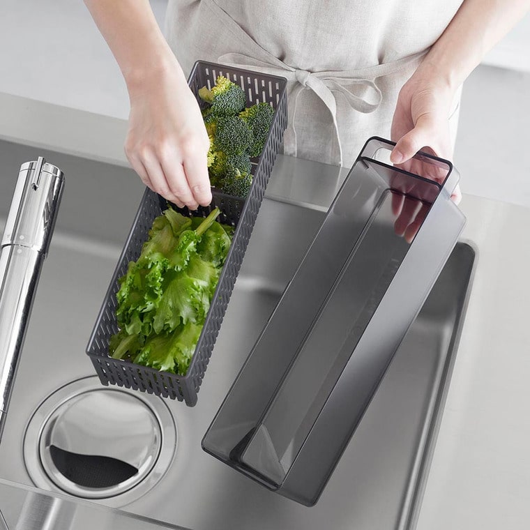 冷蔵庫中ザルボウル タワー 蓋&仕切り付き 山崎実業 公式 tower 1473 1474 ホワイト ブラック