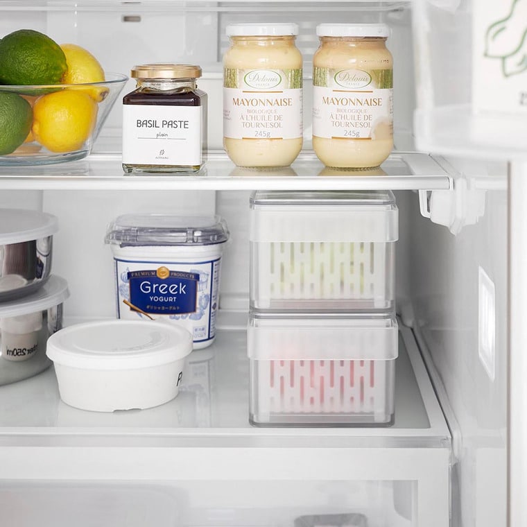 冷蔵庫中ザルボウル タワー 蓋&仕切り付き 山崎実業 公式 tower 1473 1474 ホワイト ブラック