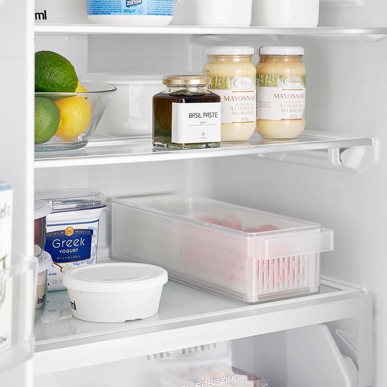 冷蔵庫中ザルボウル タワー 蓋&仕切り付き 山崎実業 公式 tower 1473 1474 ホワイト ブラック