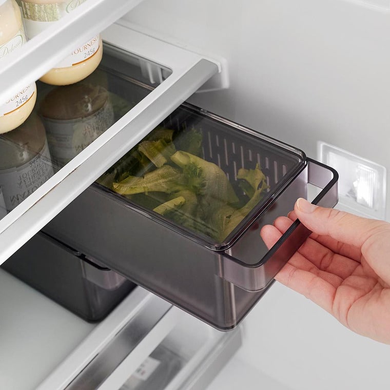 冷蔵庫中ザルボウル タワー 蓋&仕切り付き 山崎実業 公式 tower 1473 1474 ホワイト ブラック