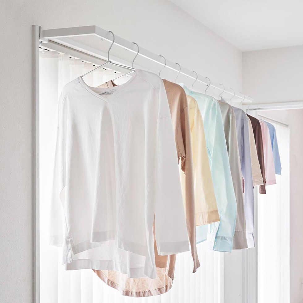 鴨居伸縮室内物干しハンガー タワー 奥行ワイド 山崎実業 公式 tower 1588 1589 ホワイト ブラック 送料無料