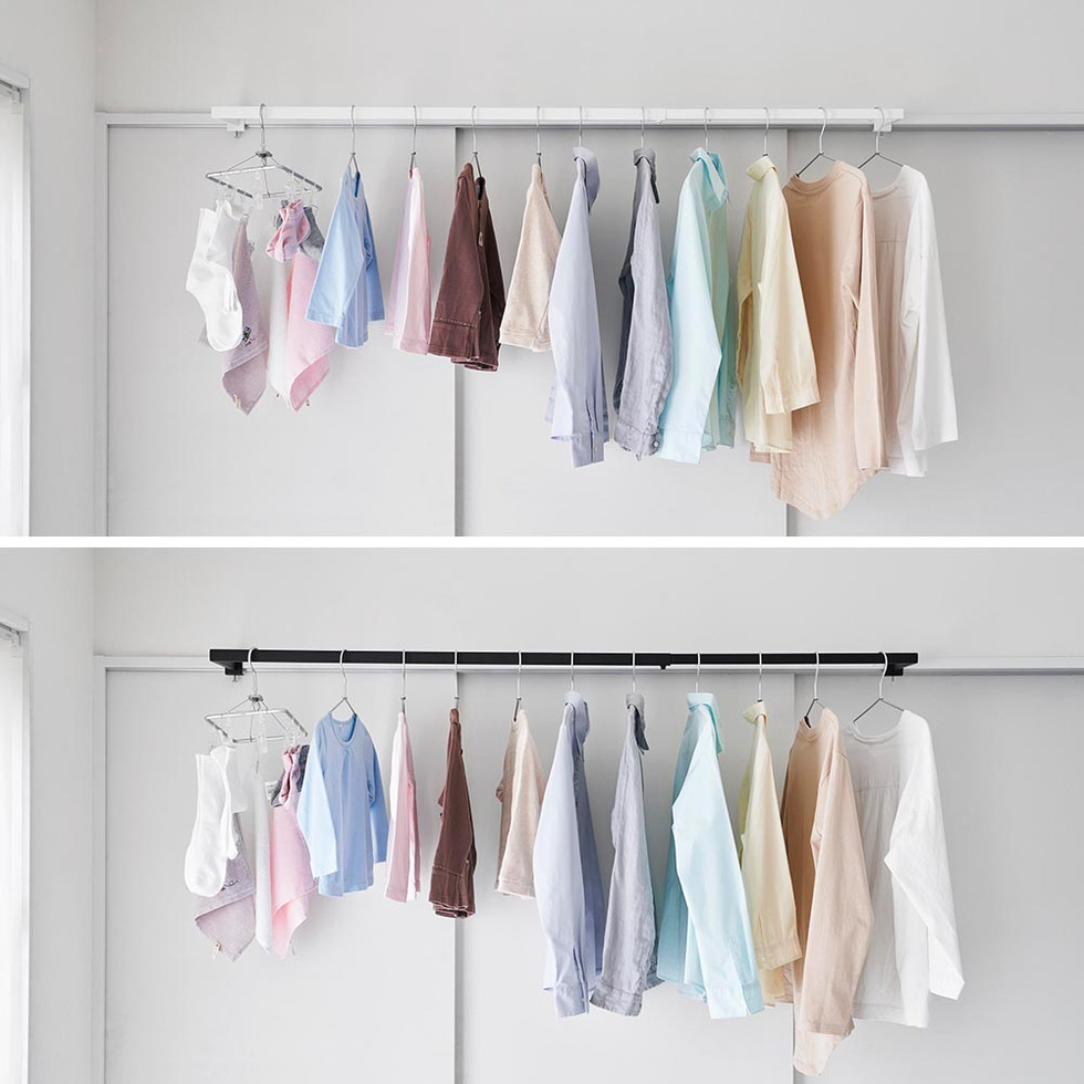 鴨居伸縮室内物干しハンガー タワー 奥行ワイド 山崎実業 公式 tower 1588 1589 ホワイト ブラック 送料無料