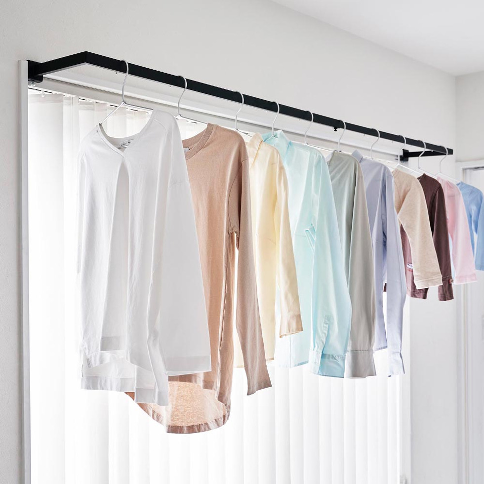 鴨居伸縮室内物干しハンガー タワー 奥行ワイド 山崎実業 公式 tower 1588 1589 ホワイト ブラック 送料無料