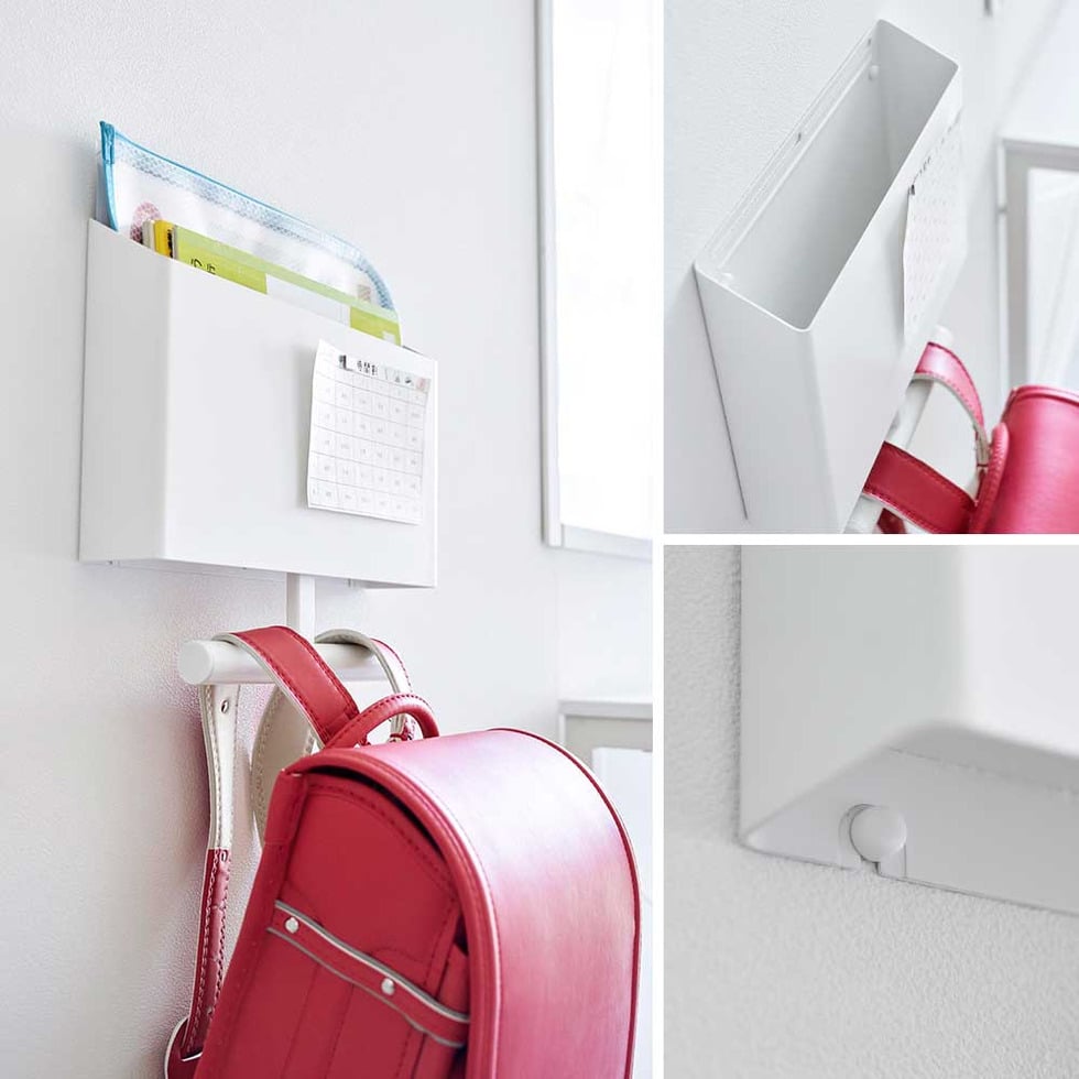 ウォールファイルボックス&ランドセルハンガー タワー 石こうボード壁対応 山崎実業 公式 tower 1865 1866 ホワイト ブラック 送料無料