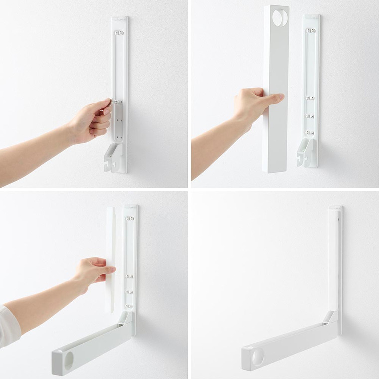 ウォール折り畳み物干し竿ホルダー タワー 2個組 石こうボード壁対応 山崎実業 公式 tower 1921 1922 ホワイト ブラック 送料無料