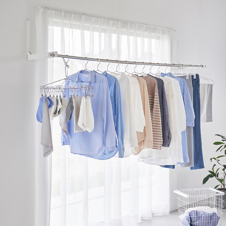 ウォール折り畳み物干し竿ホルダー タワー 2個組 石こうボード壁対応 山崎実業 公式 tower 1921 1922 ホワイト ブラック 送料無料