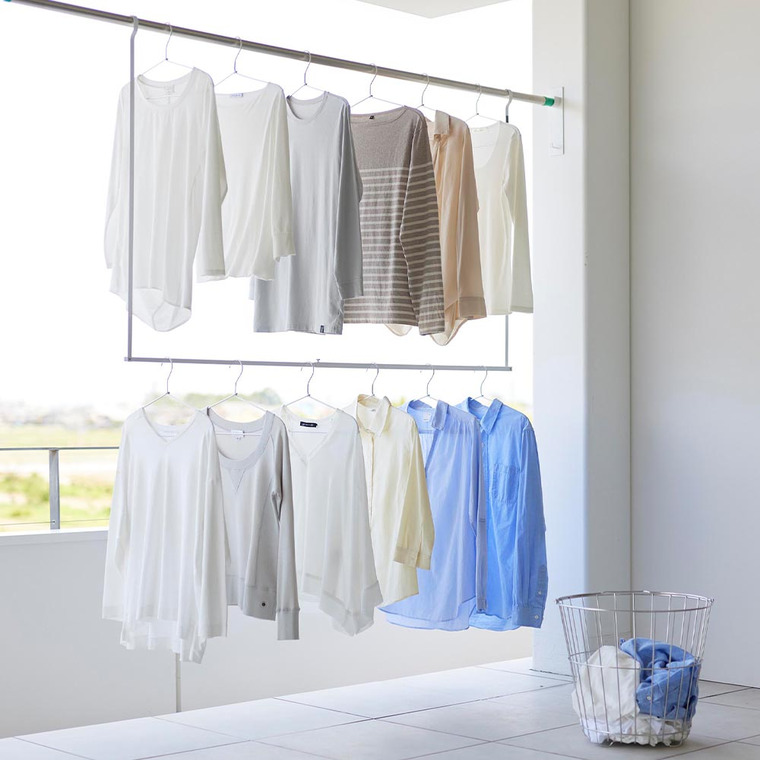 折り畳み伸縮物干し2段ハンガー タワー 山崎実業 公式 tower 1291 1292 ホワイト ブラック 送料無料