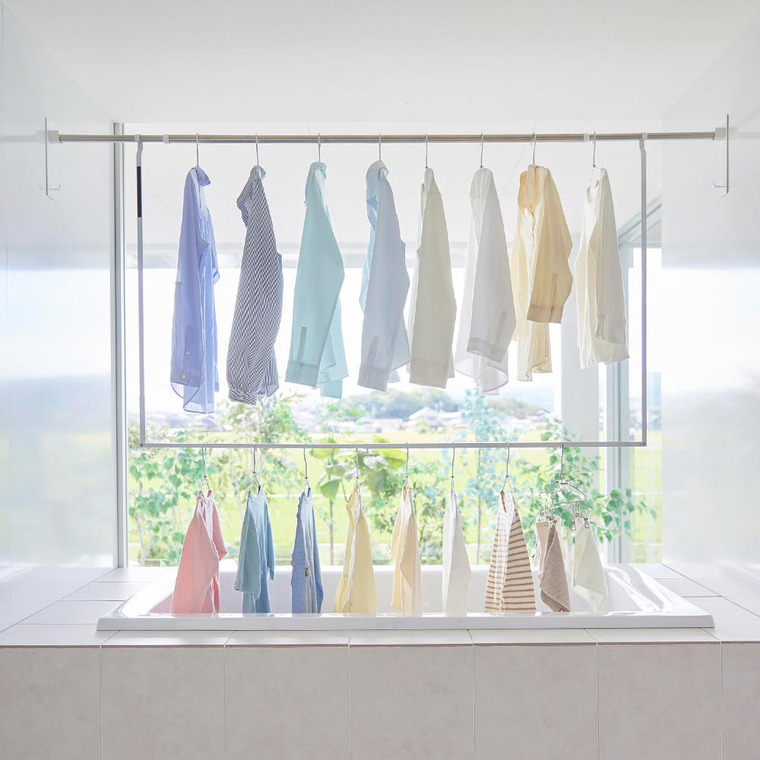 折り畳み伸縮物干し2段ハンガー タワー 山崎実業 公式 tower 1291 1292 ホワイト ブラック 送料無料