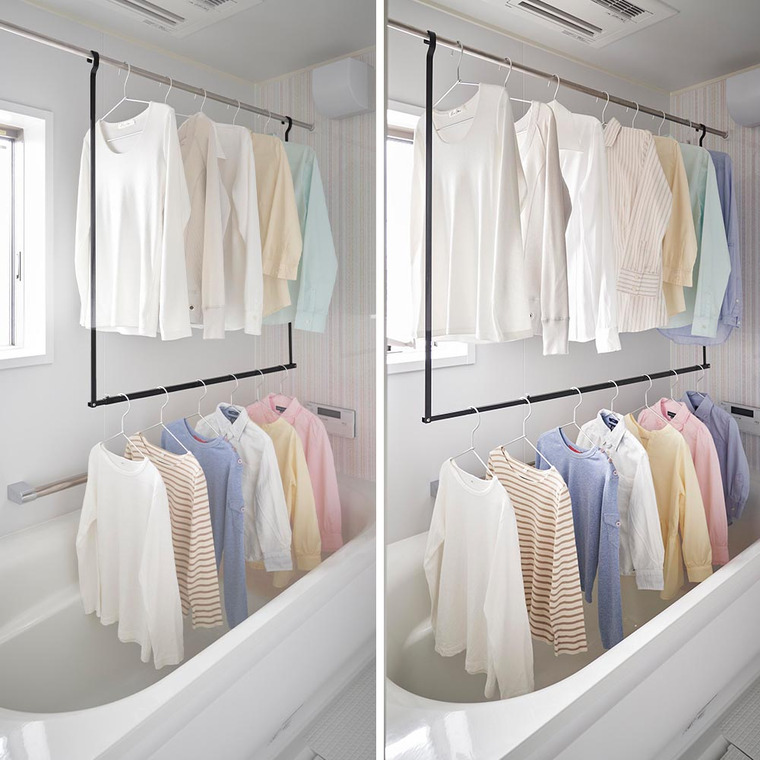 折り畳み伸縮物干し2段ハンガー タワー 山崎実業 公式 tower 1291 1292 ホワイト ブラック 送料無料