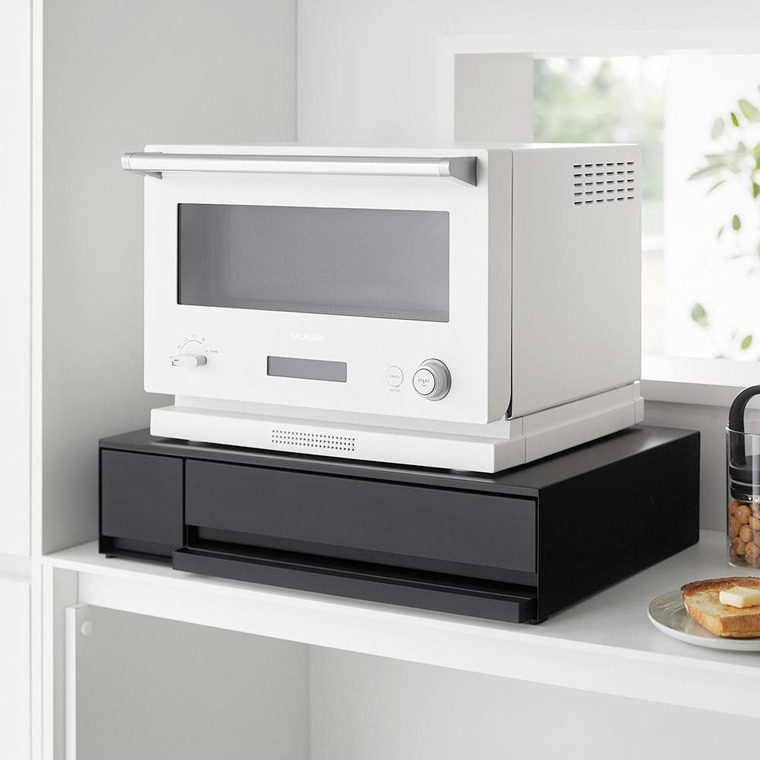 IHクッキングヒーターラック タワー 引き出し&スライドテーブル 山崎実業 公式 tower キッチン 1293 1294 ホワイト ブラック / IH調理器 置き台 送料無料