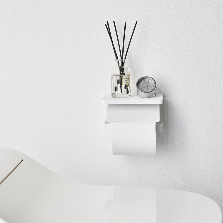 ウォールトイレットペーパーホルダー タワー 石こうボード壁対応 山崎実業 公式 tower 1297 1298 ホワイト ブラック / 1連 シングル 収納 送料無料