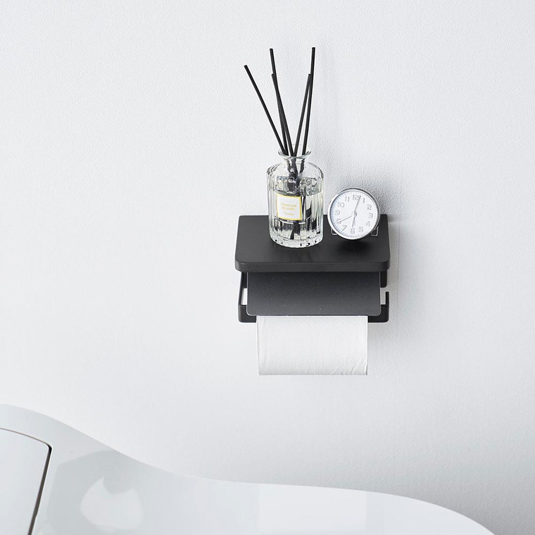 ウォールトイレットペーパーホルダー タワー 石こうボード壁対応 山崎実業 公式 tower 1297 1298 ホワイト ブラック / 1連 シングル 収納 送料無料