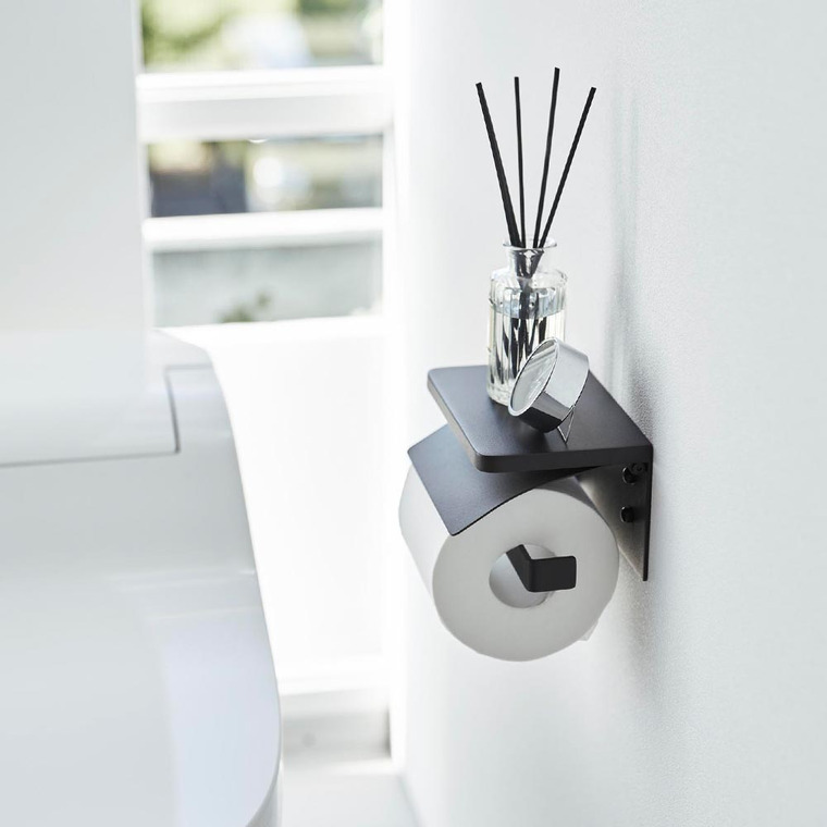 ウォールトイレットペーパーホルダー タワー 石こうボード壁対応 山崎実業 公式 tower 1297 1298 ホワイト ブラック / 1連 シングル 収納 送料無料