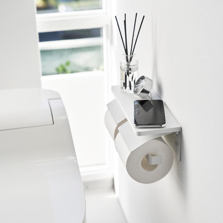 ウォールトイレットペーパーホルダー タワー ダブル 石こうボード壁対応 山崎実業 公式 tower 1299 1300 ホワイト ブラック / 2連 送料無料