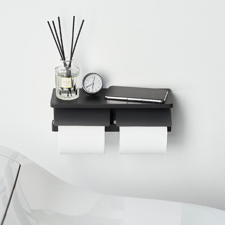 ウォールトイレットペーパーホルダー タワー ダブル 石こうボード壁対応 山崎実業 公式 tower 1299 1300 ホワイト ブラック / 2連 送料無料