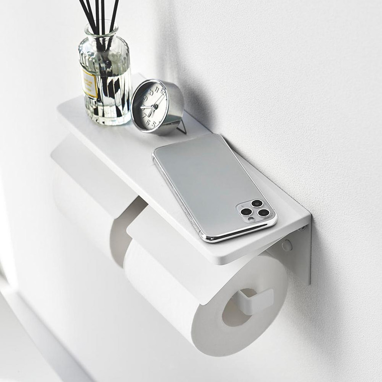 ウォールトイレットペーパーホルダー タワー ダブル 石こうボード壁対応 山崎実業 公式 tower 1299 1300 ホワイト ブラック / 2連 送料無料