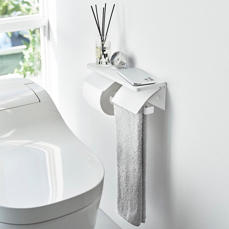 ウォールトイレットペーパーホルダー タワー ダブル 石こうボード壁対応 山崎実業 公式 tower 1299 1300 ホワイト ブラック / 2連 送料無料