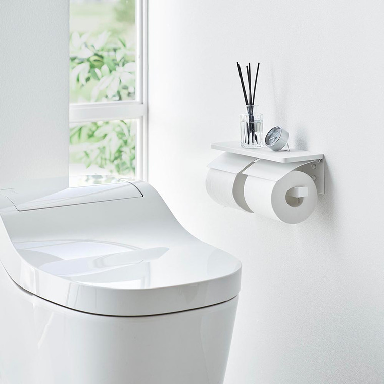 ウォールトイレットペーパーホルダー タワー ダブル 石こうボード壁対応 山崎実業 公式 tower 1299 1300 ホワイト ブラック / 2連 送料無料