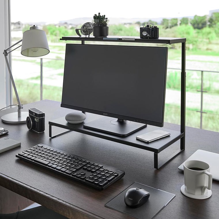 モニター上下ラック タワー 2段 山崎実業 公式 tower 1302 1303 ホワイト ブラック / パソコンラック 送料無料