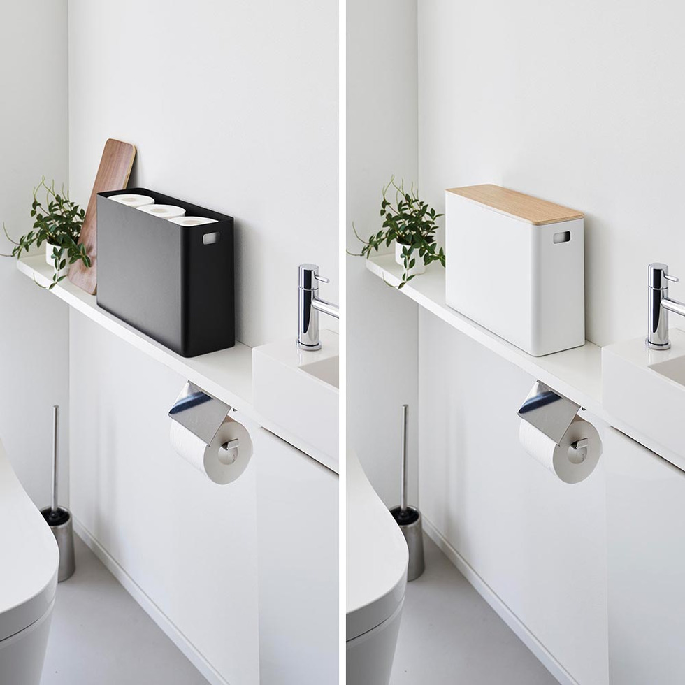 蓋付きトイレ用品収納 リン 山崎実業 公式 RIN 1320 1321 ブラウン ナチュラル 送料無料