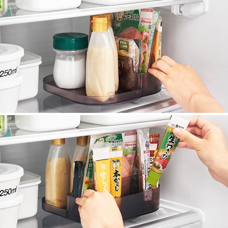 冷蔵庫中回転式仕切り付きトレー タワー スクエア 山崎実業 キッチン 公式 tower 1324 1325 ホワイト ブラック