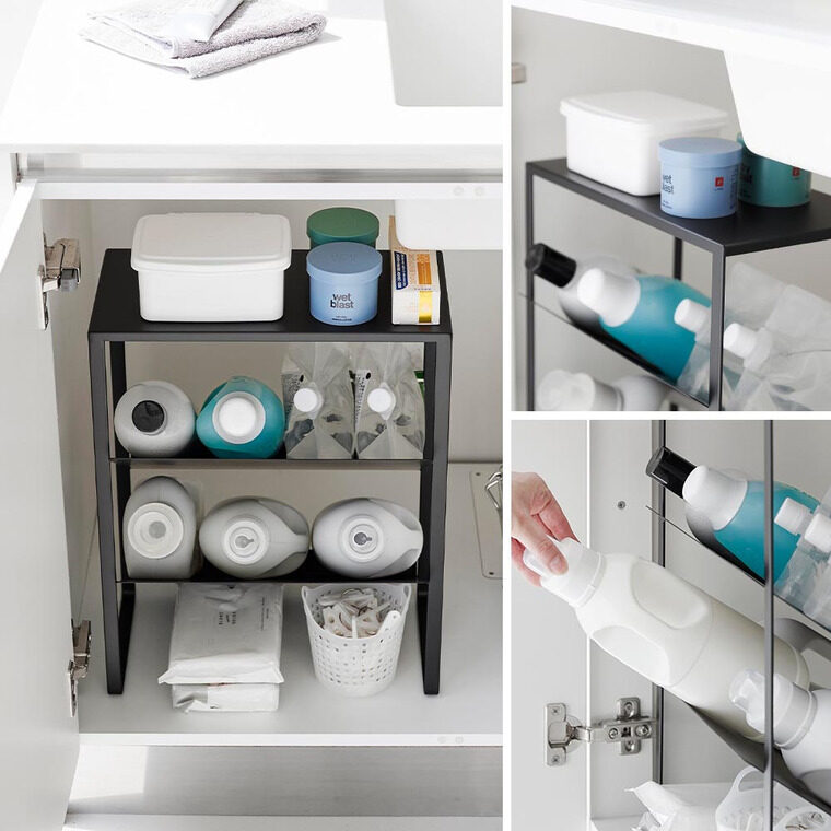 シンク下天板付きボトル&ジャグボトルストッカー タワー 山崎実業 公式 tower 1336 1337 ホワイト ブラック 送料無料