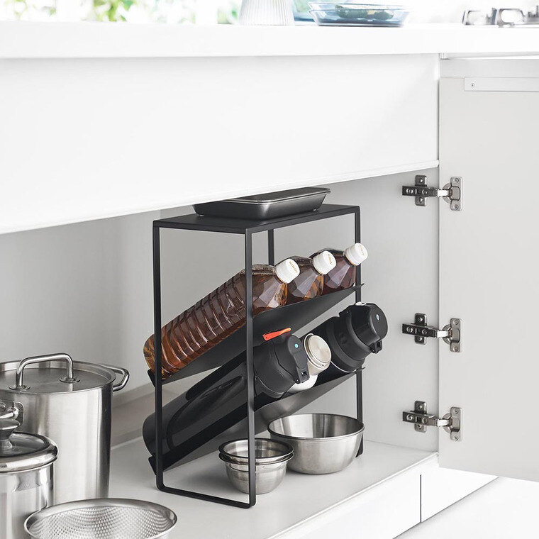 シンク下天板付きボトル&ジャグボトルストッカー タワー 山崎実業 公式 tower 1336 1337 ホワイト ブラック 送料無料