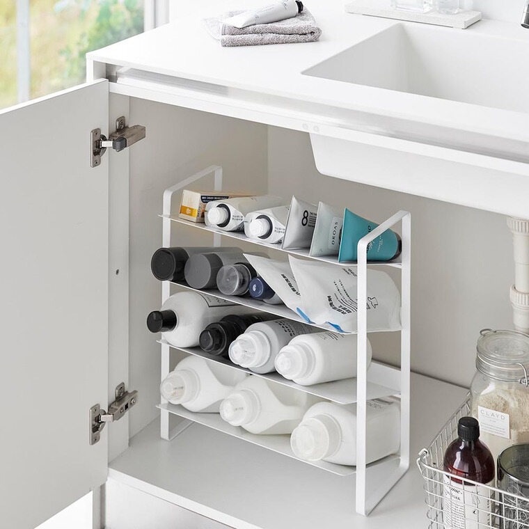 シンク下ワイドボトルストッカー タワー 4段 山崎実業 公式 tower 1338 1339 ホワイト ブラック 送料無料