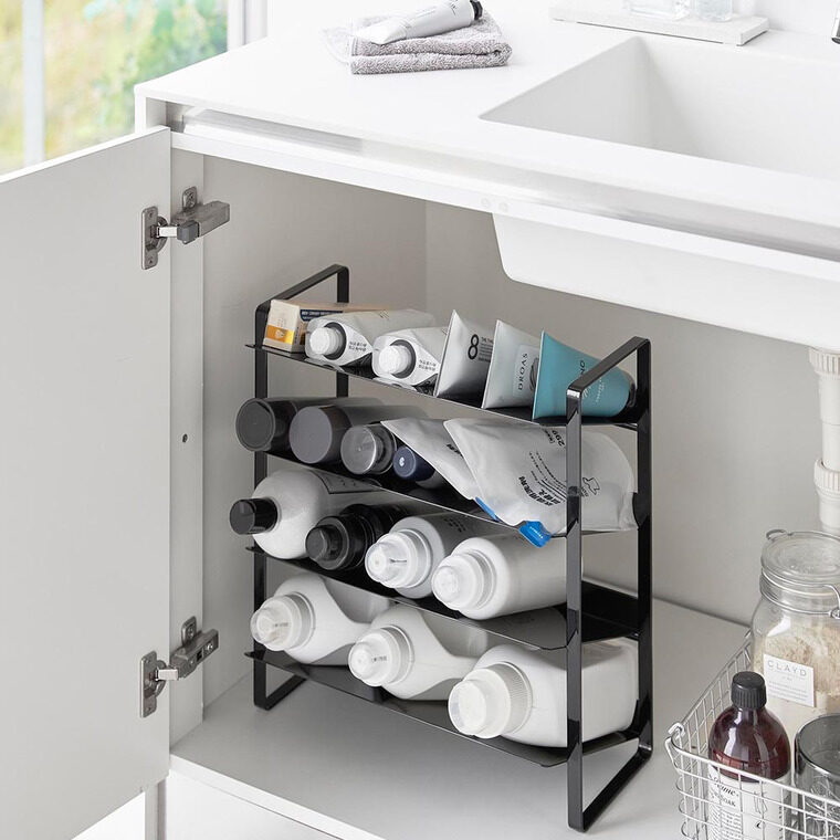 シンク下ワイドボトルストッカー タワー 4段 山崎実業 公式 tower 1338 1339 ホワイト ブラック 送料無料