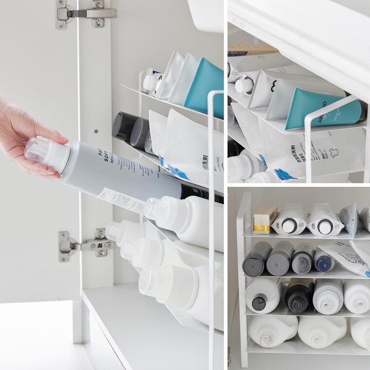 シンク下ワイドボトルストッカー タワー 4段 山崎実業 公式 tower 1338 1339 ホワイト ブラック 送料無料