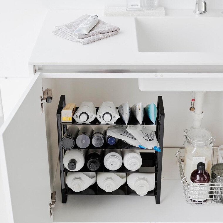 シンク下ワイドボトルストッカー タワー 4段 山崎実業 公式 tower 1338 1339 ホワイト ブラック 送料無料