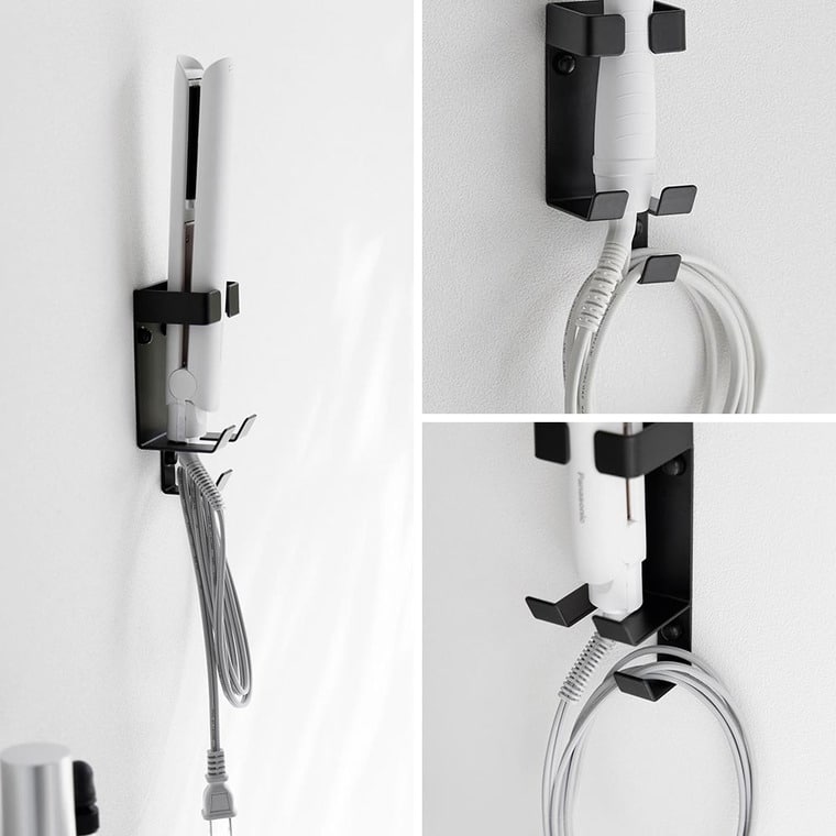 ウォールヘアーアイロンホルダー タワー 石こうボード壁対応 山崎実業 公式 tower 1345 1346 ホワイト ブラック