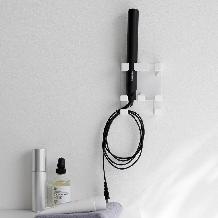 ウォールヘアーアイロンホルダー タワー ダブル 石こうボード壁対応 山崎実業 公式 tower 1347 1348 ホワイト ブラック / ヘアアイロン 収納 2本