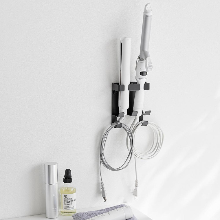 ウォールヘアーアイロンホルダー タワー ダブル 石こうボード壁対応 山崎実業 公式 tower 1347 1348 ホワイト ブラック / ヘアアイロン 収納 2本