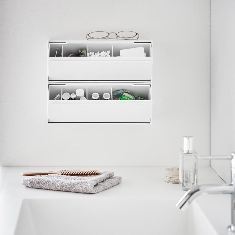 ウォール洗面収納ケース タワー 石こうボード壁対応 山崎実業 公式 tower 1355 1356 ホワイト ブラック / コスメ収納 洗面台 送料無料