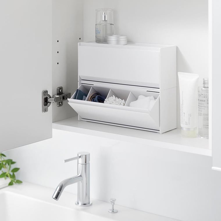 ウォール洗面収納ケース タワー 石こうボード壁対応 山崎実業 公式 tower 1355 1356 ホワイト ブラック / コスメ収納 洗面台 送料無料