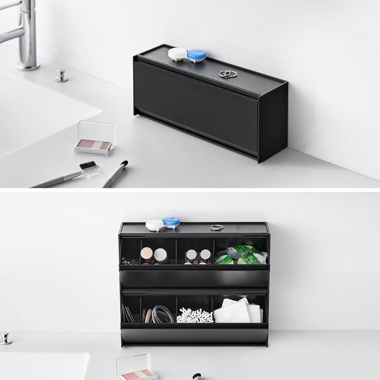 ウォール洗面収納ケース タワー 石こうボード壁対応 山崎実業 公式 tower 1355 1356 ホワイト ブラック / コスメ収納 洗面台 送料無料