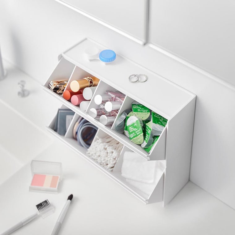 ウォール洗面収納ケース タワー 石こうボード壁対応 山崎実業 公式 tower 1355 1356 ホワイト ブラック / コスメ収納 洗面台 送料無料