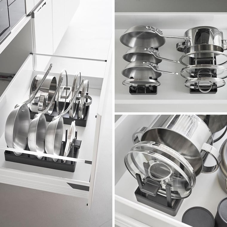 シンク下幅調節鍋蓋&フライパン収納スタンド タワー W32 山崎実業 公式 tower 1359 1360 ホワイト ブラック / 幅32cm キッチン収納 送料無料