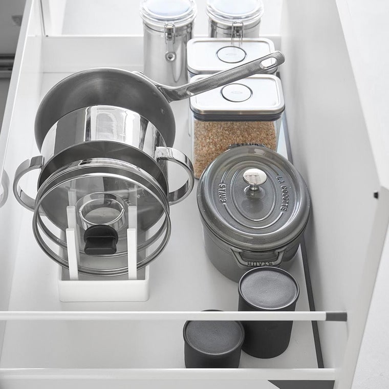 シンク下幅調節鍋蓋&フライパン収納スタンド タワー W32 山崎実業 公式 tower 1359 1360 ホワイト ブラック / 幅32cm キッチン収納 送料無料