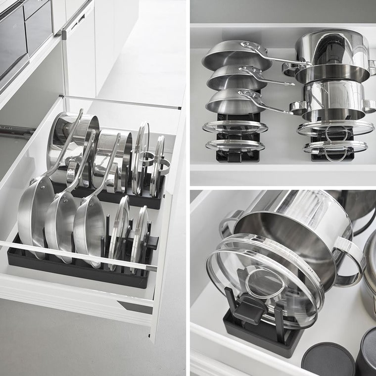 シンク下幅調節鍋蓋&フライパン収納スタンド タワー W40 山崎実業 公式 tower 1361 1362 ホワイト ブラック / 幅40cm キッチン収納 送料無料