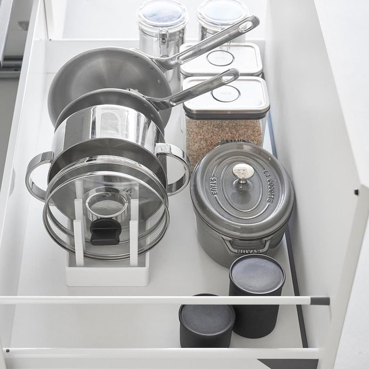 シンク下幅調節鍋蓋&フライパン収納スタンド タワー W40 山崎実業 公式 tower 1361 1362 ホワイト ブラック / 幅40cm キッチン収納 送料無料