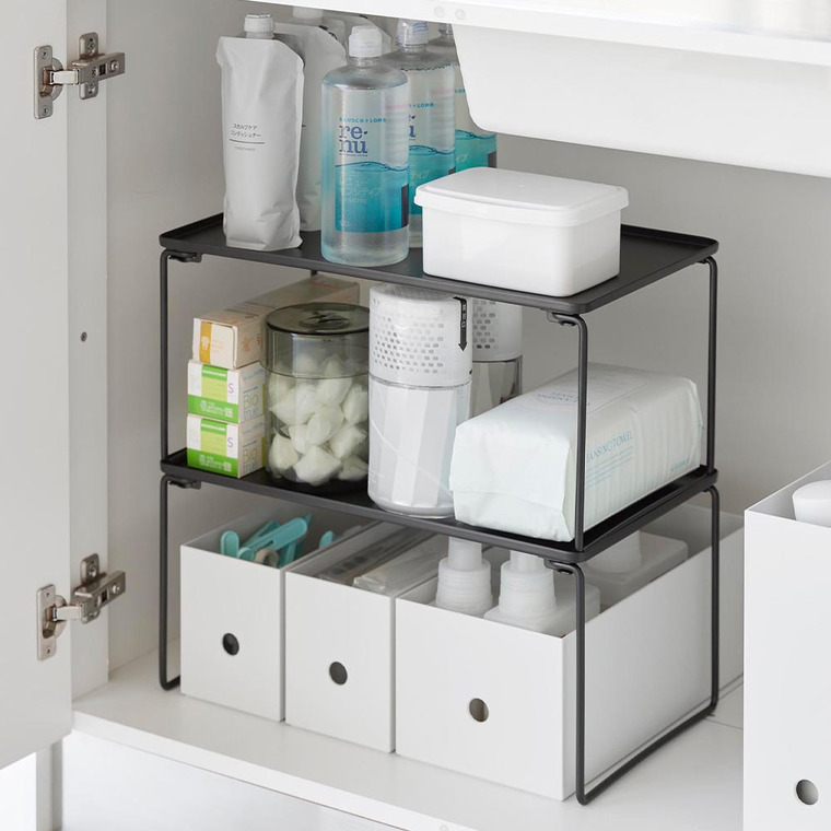 折り畳み積み重ね棚 タワー M 山崎実業 公式 tower 1367 1368 ホワイト ブラック 送料無料