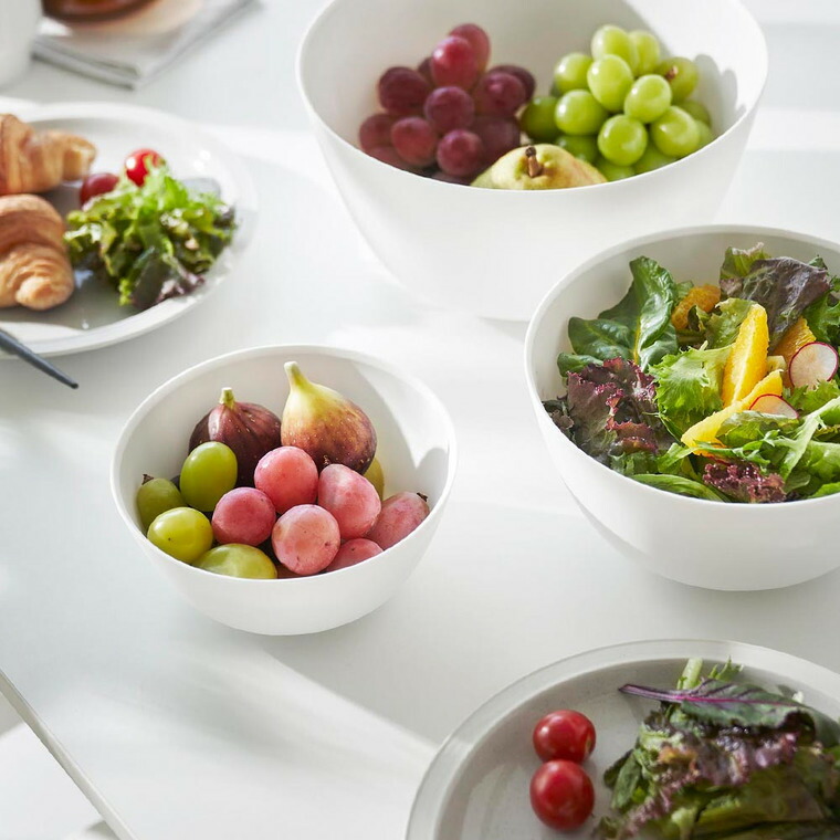 傾けて混ぜやすい調理ボウル タワー 5点セット 電子レンジ対応 山崎実業 公式 tower 1393 1394 ホワイト ブラック / 800ml 1.8L 4L 蓋付き 送料無料