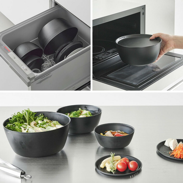 傾けて混ぜやすい調理ボウル タワー 5点セット 電子レンジ対応 山崎実業 公式 tower 1393 1394 ホワイト ブラック / 800ml 1.8L 4L 蓋付き 送料無料