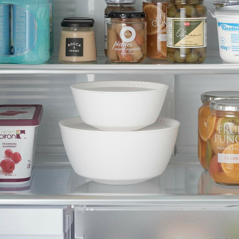 傾けて混ぜやすい調理ボウル タワー 5点セット 電子レンジ対応 山崎実業 公式 tower 1393 1394 ホワイト ブラック / 800ml 1.8L 4L 蓋付き 送料無料