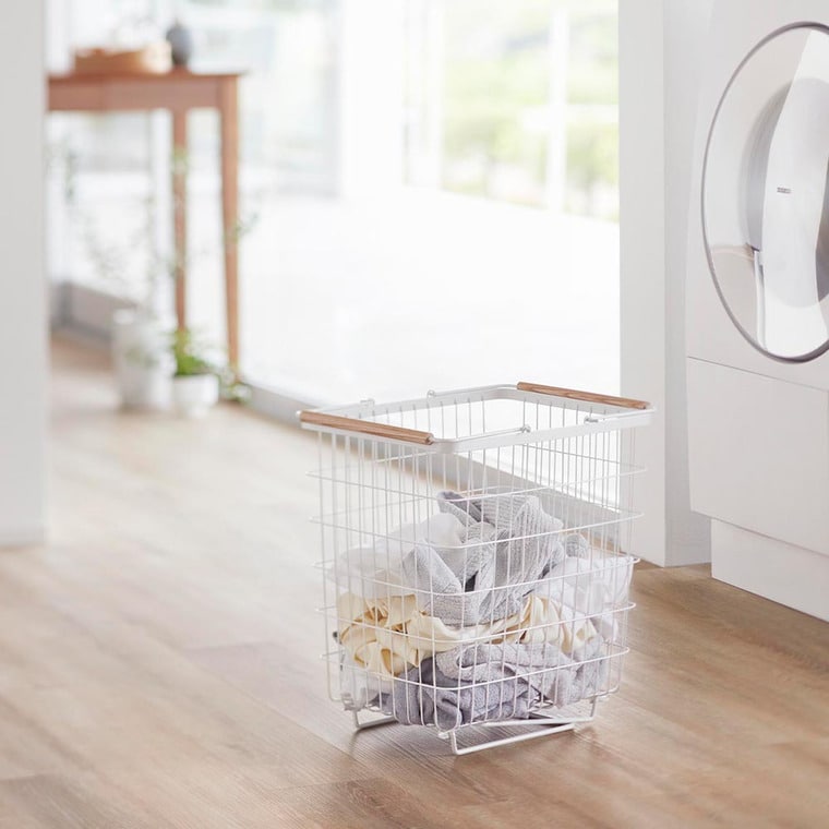 折り畳み脚付きランドリーバスケット トスカ 山崎実業 公式 tosca 1464 ホワイト / 洗濯かご 送料無料