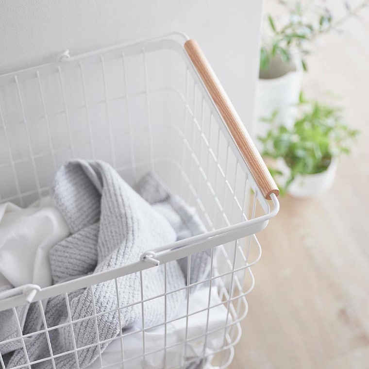 折り畳み脚付きランドリーバスケット トスカ 山崎実業 公式 tosca 1464 ホワイト / 洗濯かご 送料無料