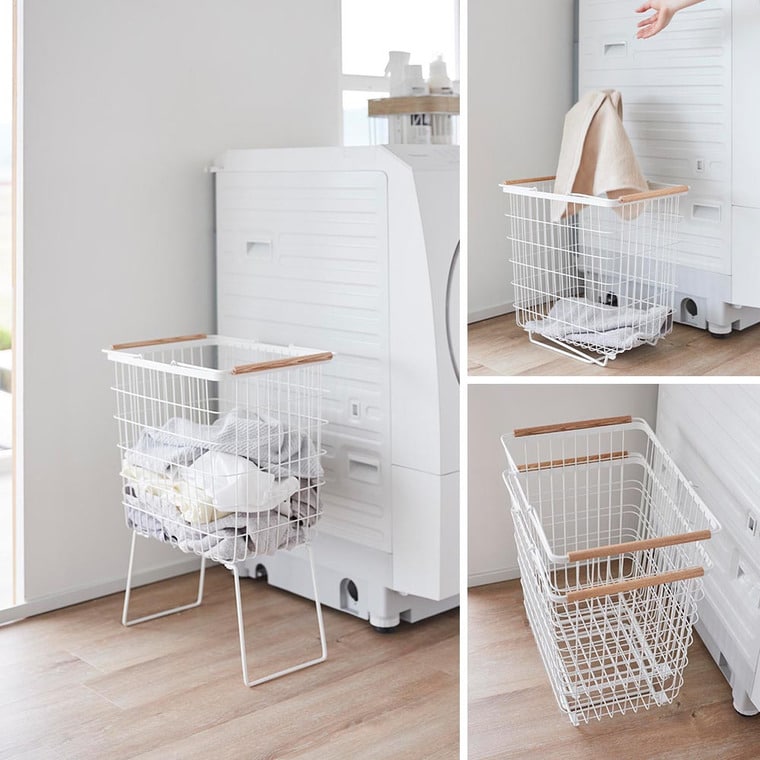 折り畳み脚付きランドリーバスケット トスカ 山崎実業 公式 tosca 1464 ホワイト / 洗濯かご 送料無料