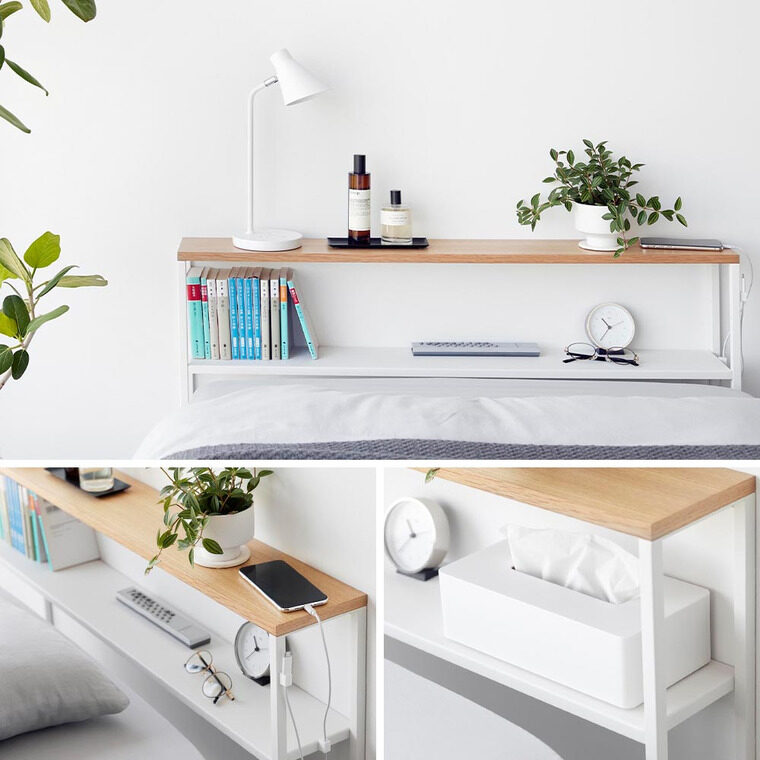 棚板が動く後付けヘッドボード タワー 山崎実業 公式 tower 1682 1683 ホワイト ブラック / 幅100 スチールラック 送料無料